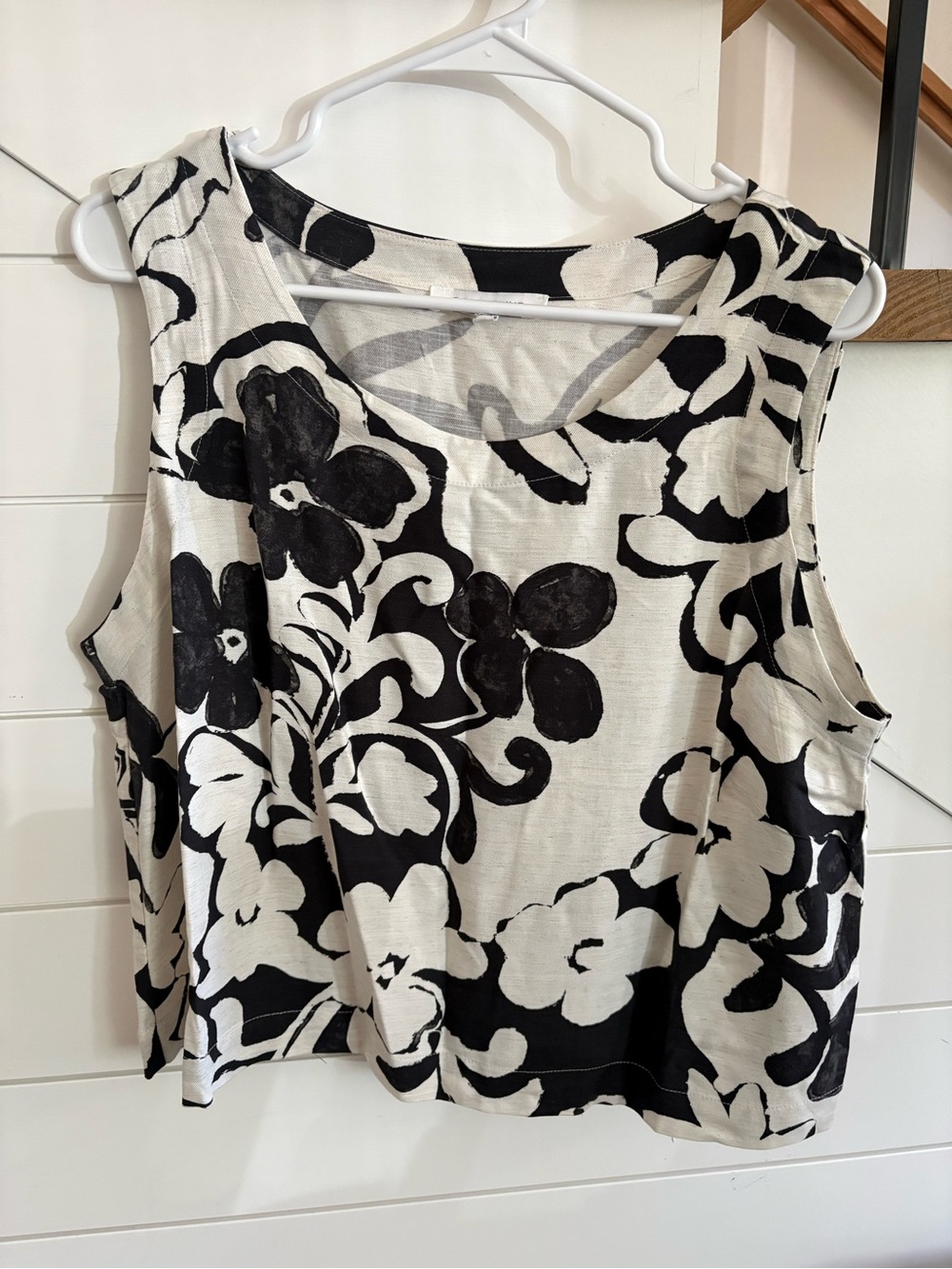 Rose & Olive Black and White Floral Tank Top